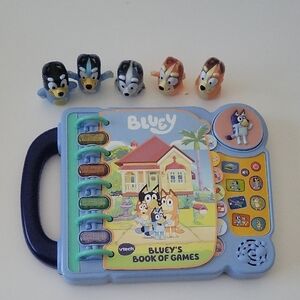 V Tech Bluey Book And Figurines